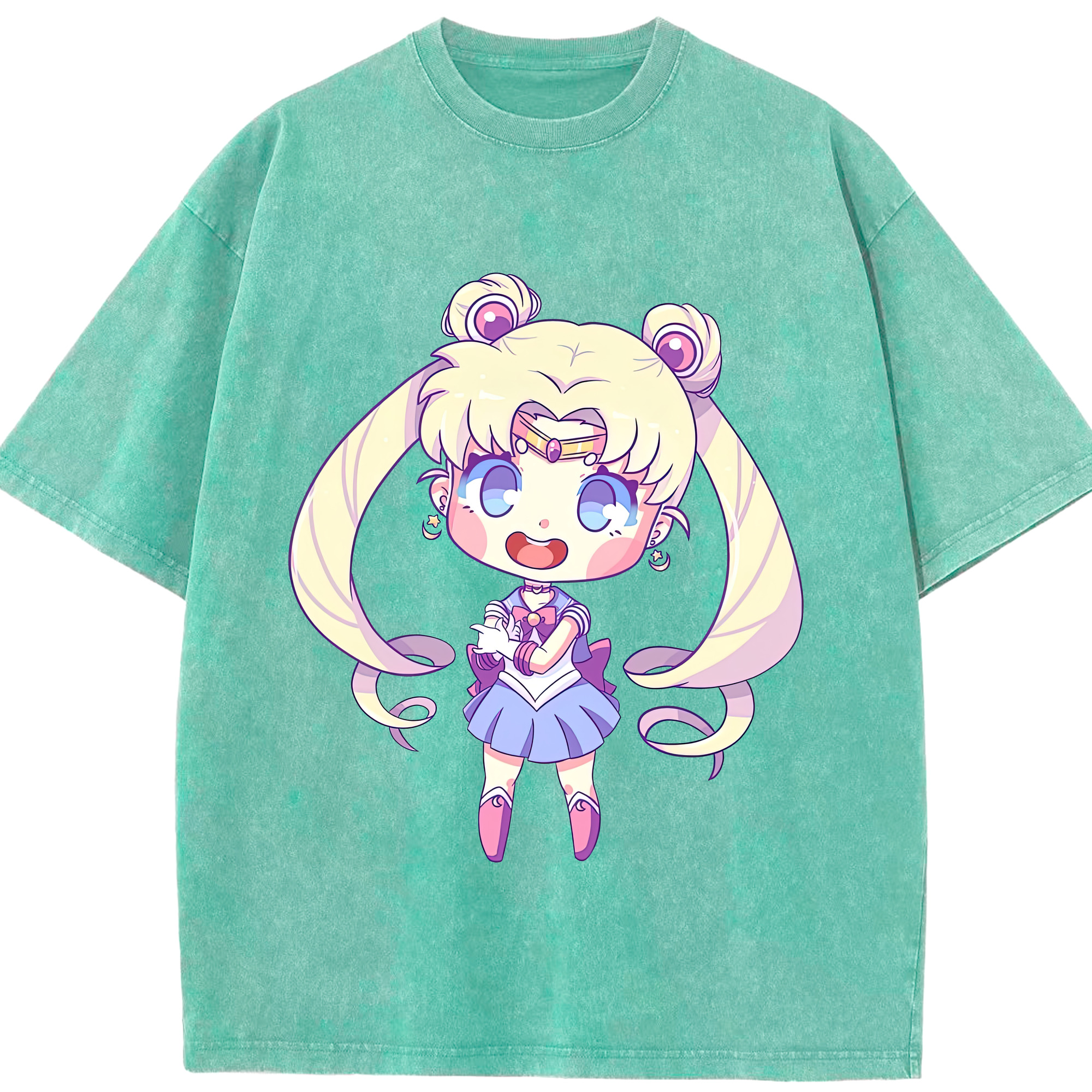 （画像用） 美少女戦士セーラームーン 月野 うさぎ つきの うさぎ Sailor Moon Tsukino Usagi 綿100% ヴィンテージ風 半袖Tシャツ（フロントプリント）